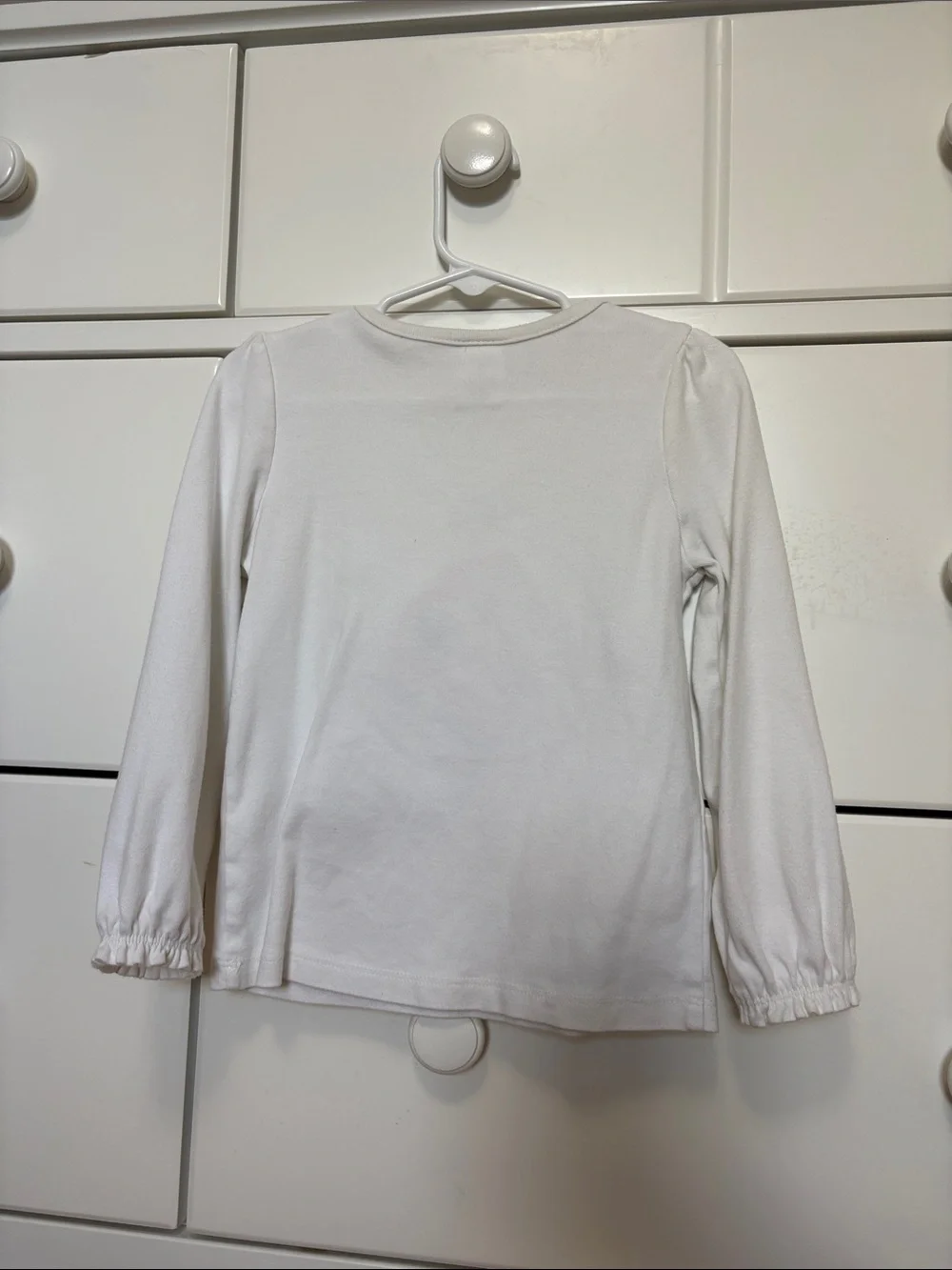 Gymboree White Long-Sleeve Top with Pink Ice Skate Motif